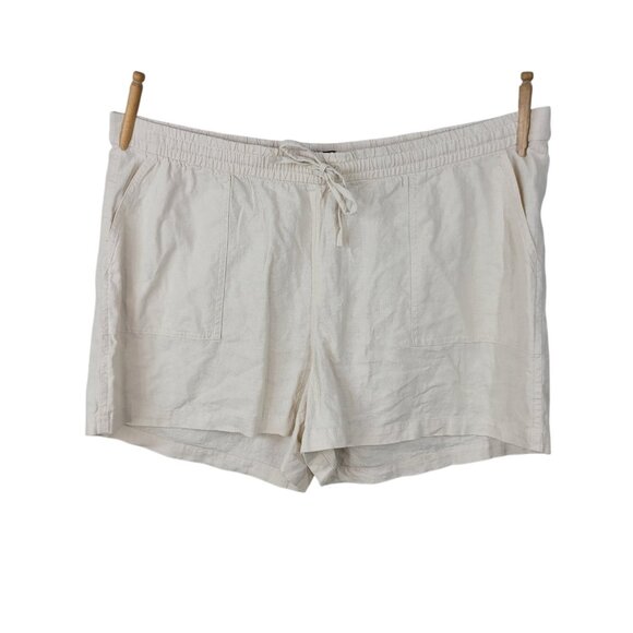 NEW J CREW Shorts Plus XXL Linen Drawstring Casual Pull On Drawstring Tan Beige - Picture 2 of 8